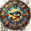Eye of Horus Round Wooden Artwork 7.8 Inch Decorative Wall Hanging for Home Cafe Bar, Religious Collection, Ideal Gift for Friends