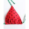 Watermelon Print Split Swimsuit with Black and White Dot Tie for Women, Two-piece Swimsuit Set
