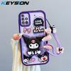 KEYSION Shockproof Case for Samsung A51 A32 4G A31 with Lanyard Silicone Cute 3D Cartoon Doll Phone Cover for Galaxy A03S A02S