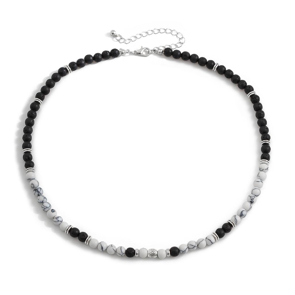 Fashionable Personality Volcanic Stone Beaded Necklace for Men Hip Hop Niche Design Men's Collarbone Chain