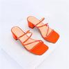 New In Summer, Square Head with Thin Strap Phnom Penh Casual Thick Heel High Heel Cool Slippers Women