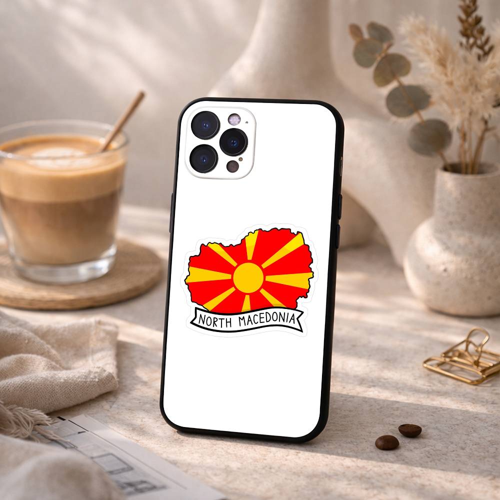 1PC M-macedonia Flag Phone Case For iPhone17,16,15,14,13,12Plus,Pro Max,XS,5G Soft Silicone Black Cover