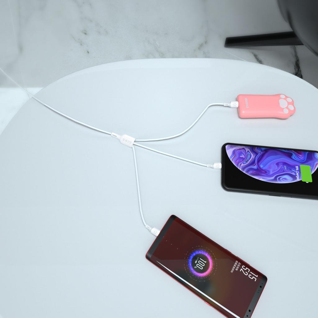 Dudao L8A 3-в-1 USB-кабель для зарядки (USB-A на USB-C/Micro-USB/Lightning), 480 Мбит/с, 1,2 м, белый