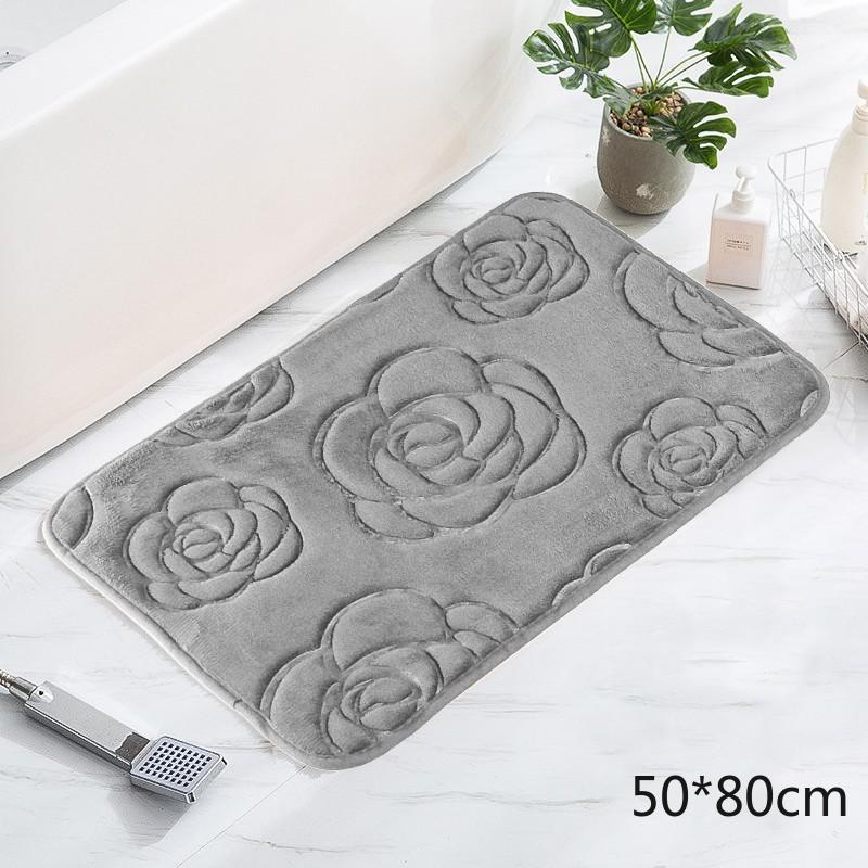 Коврик для ванной с тиснением роз, нескользящие ковры в умывальнике, боковой напольный коврик для ванной, коврик для душа, коврик с эффектом памяти, 3D коврик