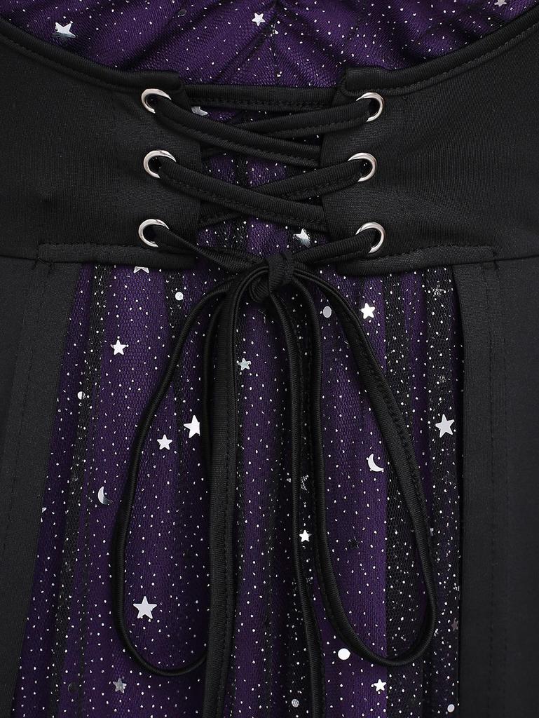 Футболка Rosegal Plus Size со звездами, шнуровкой, вырезом, цепочкой, длинными рукавами, 2 в 1