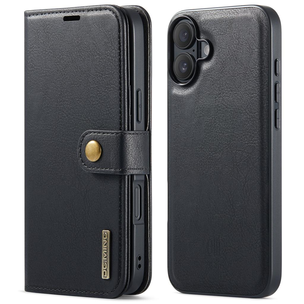 DG.MING для iPhone 16 Plus Чехол-книжка из разделенной кожи, съемный