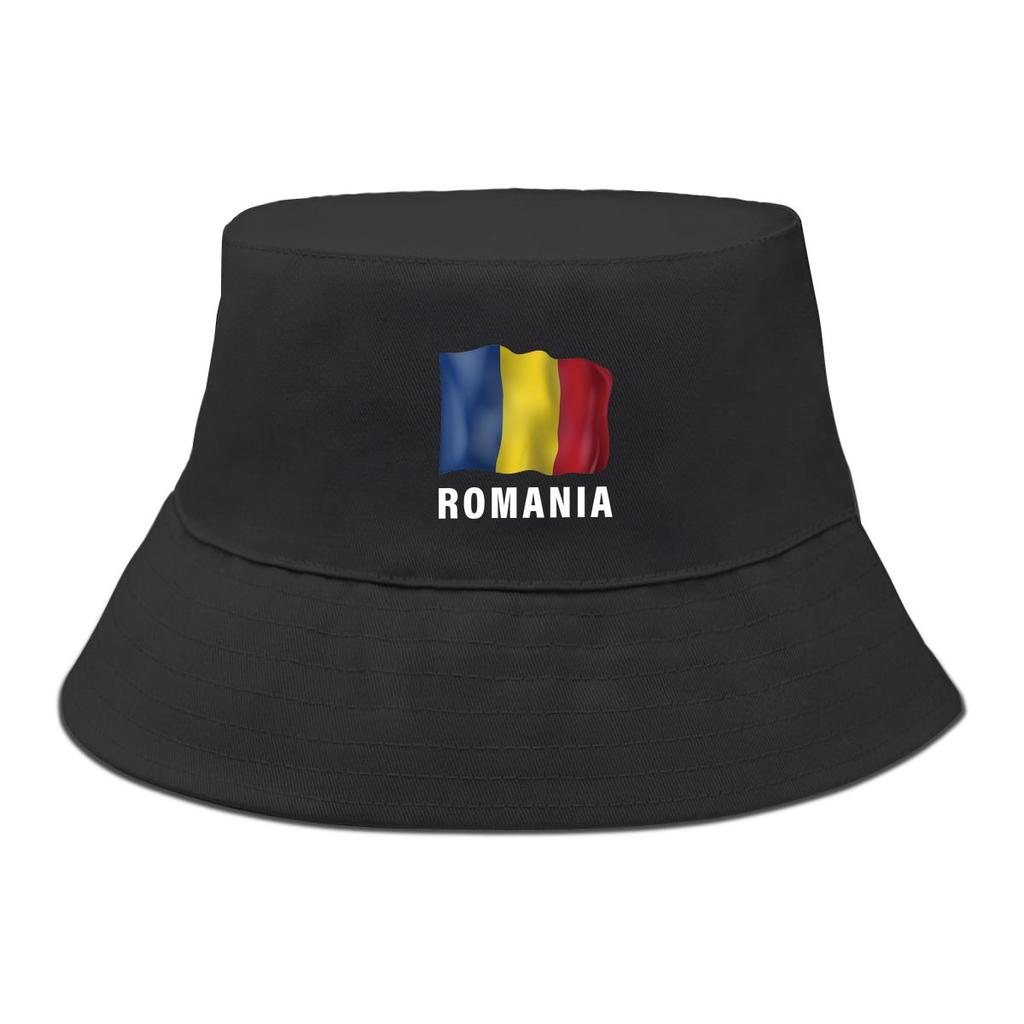 Bucket Hat With Romania Flag Print , Patriotic Men's Hat Simple Lightweight Reversible Beach Hat