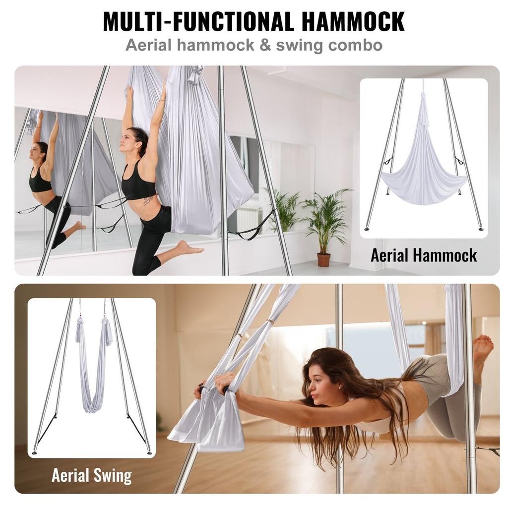 Aerial Yoga Frame & Yoga Hammock, 9.67 ft Height Professional Yoga Swing Stand Comes with 6.6 Yards Aerial Hammock, Max 551.15 lbs Load Capacity Yoga