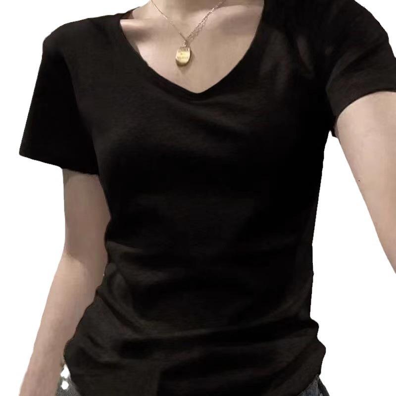 Женская черно-белая летняя футболка с коротким рукавом, универсальный круглый вырез, облегающий крой, трендовый короткий топ