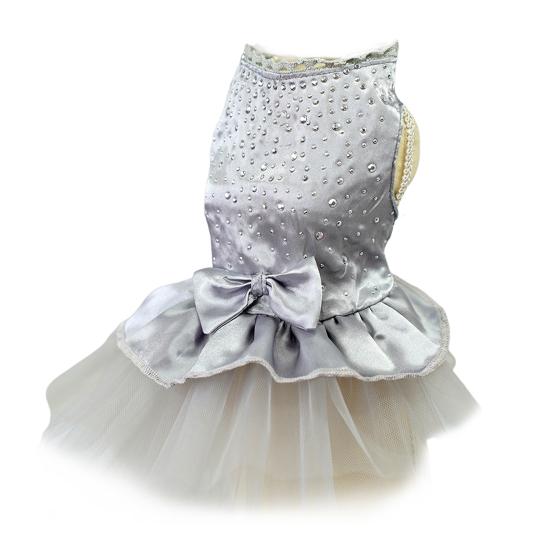Pet Dress Shiny Rhinestone Stand Collar Soft Comfortable Eye-catching Shirring Princess See-through