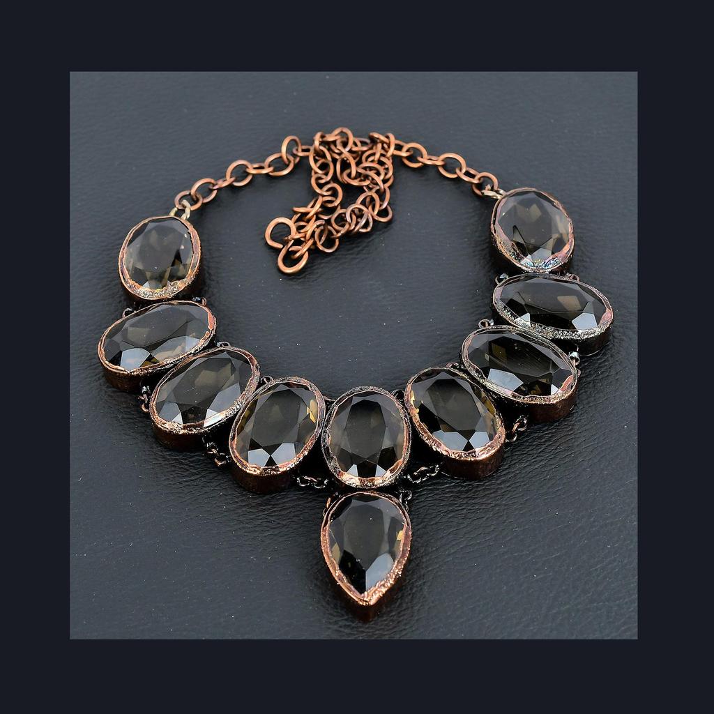 Smoky Topaz Necklace, Copper Electroformed Gemstone Jewelry, Handmade Necklace Amazing Jewelry, Gift For Her