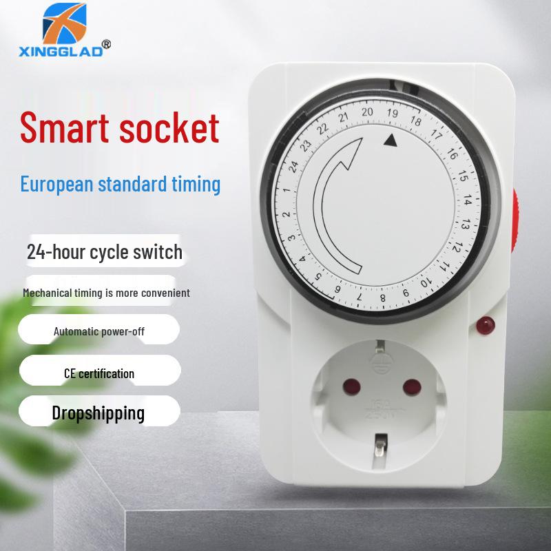 Европейский стандарт 16А 250В Механическая розетка-таймер - 24-часовой таймер для немецкого, корейского и российского типов