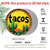 2D Flat, 1pc Round Tacos Cactus Aluminum Hanging Sign, Vintage Mexican Fiesta Desert Mountain Design, Retro Colorful Metal Wall Decor, Perfect for