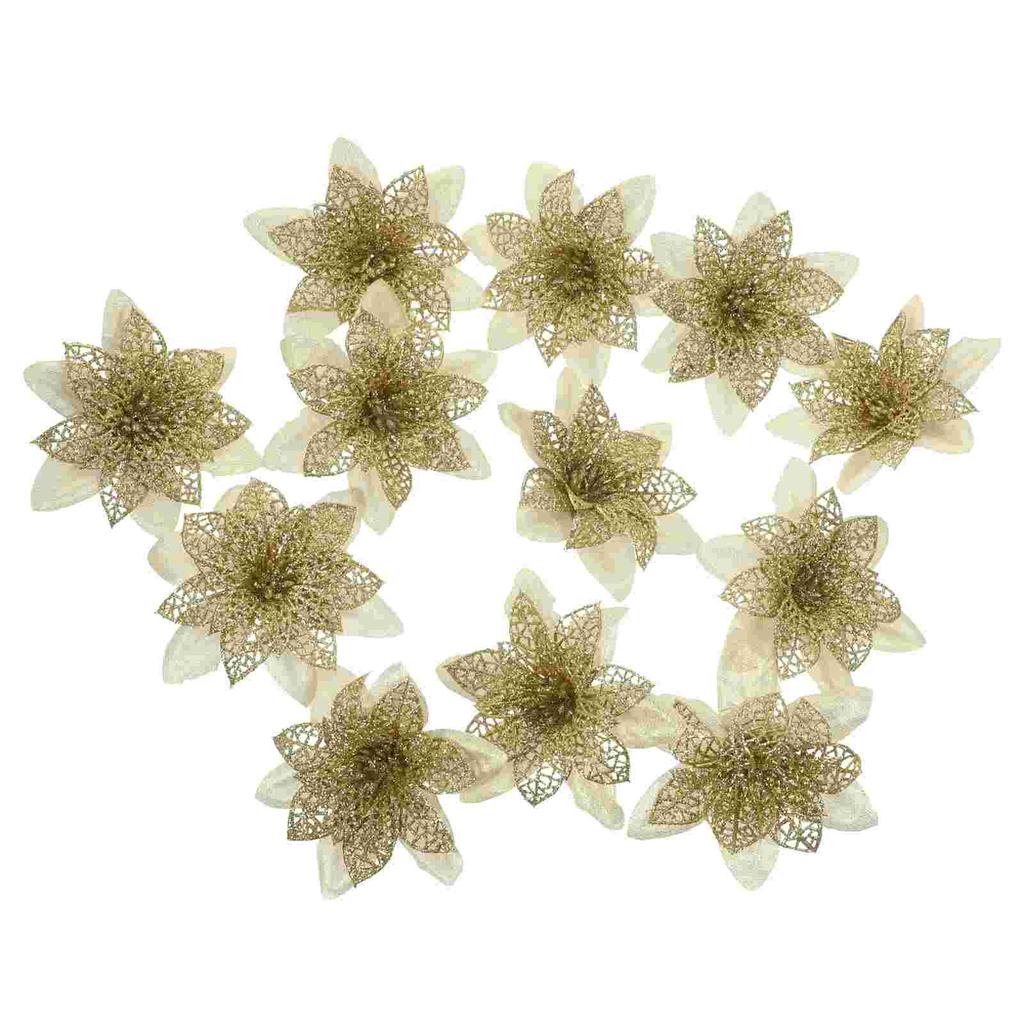 12 шт. Рождественские цветочные украшения для елки, полые искусственные цветы, подвесные луковицы розового цвета (цветной Белый) 12шт. Искусственные