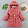 Girls Winter Thick Long Jackets Fleece Lining Plush Hooded Parkas Children Faux Fur Collar Outerwear