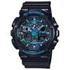 Men's G-SHOCK GA-100CB-1AJF [COOL BLUE] Round Watch Black Resin Digital Analog