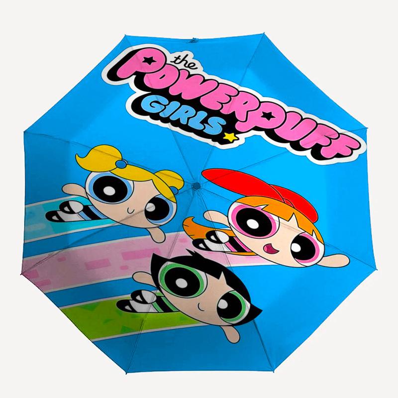 1pc Powerpuff Girls Automatic Opening Closing Umbrella with Portable Tri-Fold Design, 8-Bone Iron Frame Outdoor Umbrella, Perfect Gift for Fans, Trave