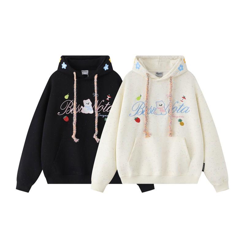 Cute Embroidered Dog Hoodie Men Women - Loose Fit Vintage American Style Sweatshirt