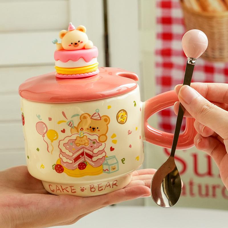 Креативные подарки Торт на день рождения Керамическая чашка Детский студенческий праздничный подарок Милая кружка Бытовая чайная чашка Чашка для воды