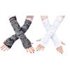 1 Pair Thumbhole Design Long Halloween Fingerless Gloves Casual Ripped Holes Decor Adult Cosplay Gloves Punk Style Arm Sleeves