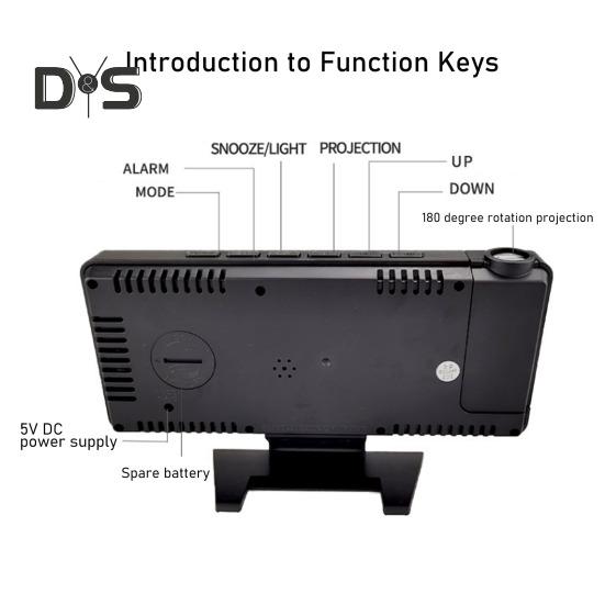 Светодиодный цифровой будильник с большим экраном, многоцелевой проектор в формате 12/24 часа, потолочные часы с дисплеем времени и температуры