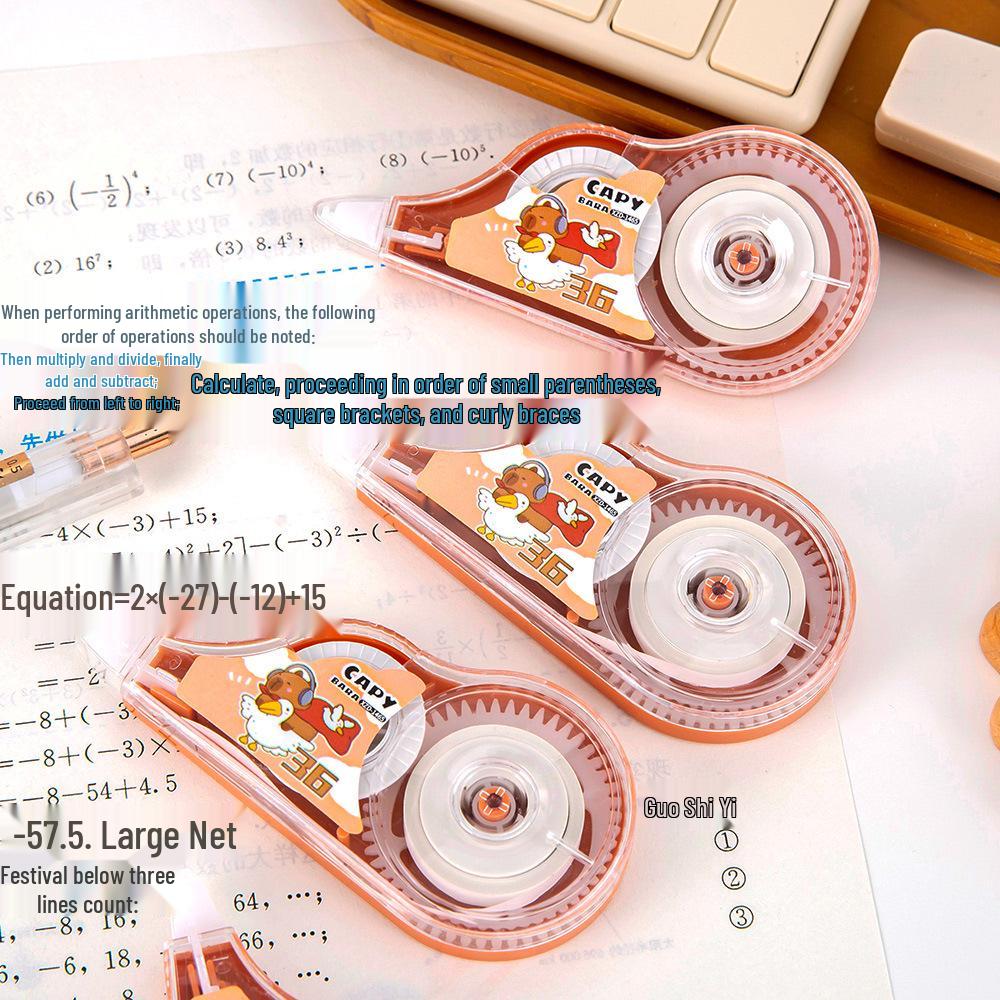 Capybara Correction Tape - Girly Heart Design, 5 Meters, Cute Cartoon Style White-out for Students