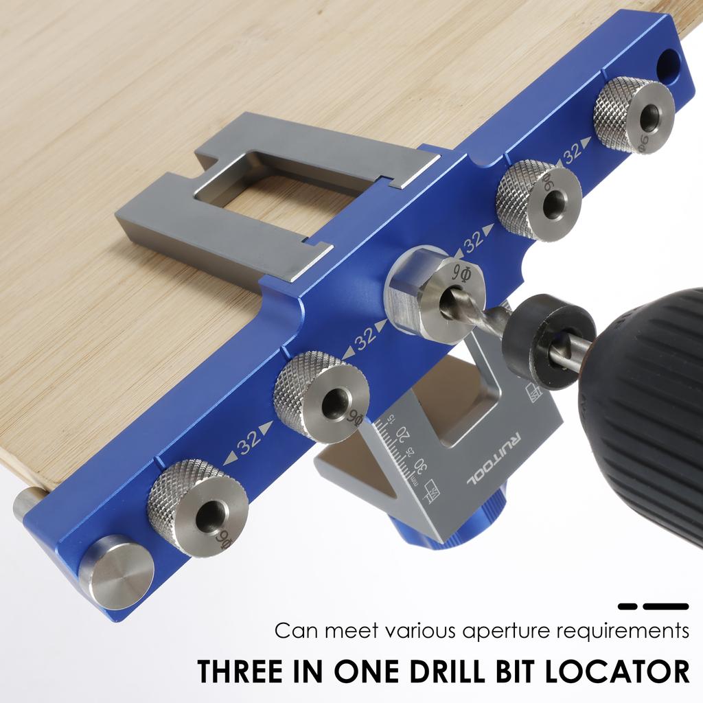 Upgraded Doweling Jig Kit Adjustable Woodworking Punch Locator Aluminum Pocket Hole Jig with 3 Drill Bit for Panel Furniture