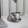 Ceramic Coffee Mug with Saucer and Spoon Set Tea Cup 3D Human Face 260ml Espresso for Home