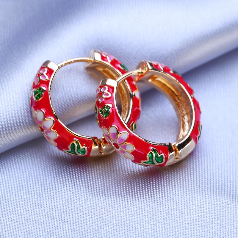 FEEYOO серьги-кольца для женщин и девочек, модные многоцветные цветочные золотые модные круглые серьги, ювелирные изделия, подарок