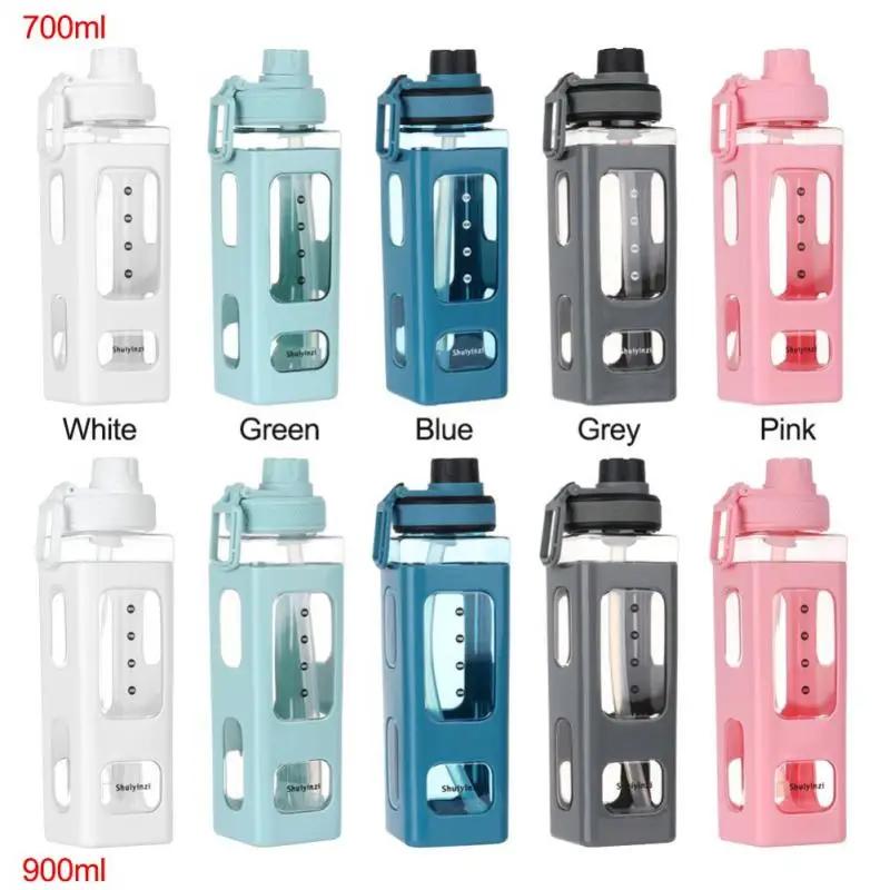 700 мл милая бутылка для воды для девочек с крышкой, соломенная наклейка, пластиковый стакан для сока, молока, портативный кавайный стакан, детская посуда для питья, DIY Gif