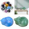 Natural Crystal Sleeping Cat Carving Crystals Sleeping Cat Statue Handcrafts Stone Art Figurine for Home Decors Gift