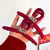 Lucky Red Flocking Shark Clip Creative Chinese New Year Hair Grab Fashion Wealth Hair Claw  Daily