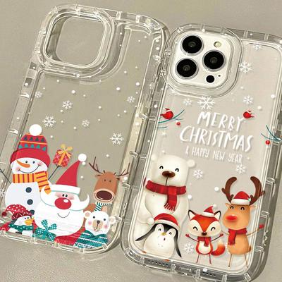 Мягкий чехол для телефона TPU для iPhone 16 Pro Max Funda iPhone 13 15 14 Pro Max 12 XR 7 8 Plus X Xs SE 6s прозрачные рождественские чехлы