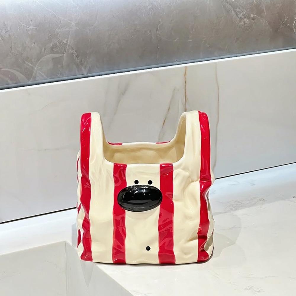 Handbag Style Ceramic Storage Box Puppy Shaped Desktop Pen Holder Desktop Organizer
