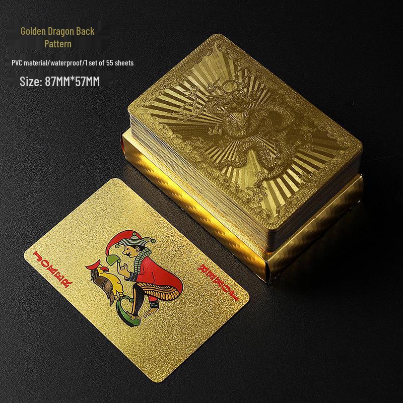 Luxury Gold PVC Playing Cards: Waterproof, Fold-Proof, Wear and Dirt Resistant, Washable.