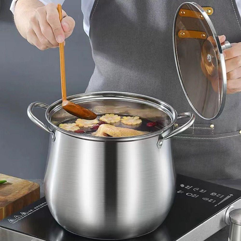 Кастрюля с противоожоговой ручкой, большая емкость для приготовления пищи, бытовая кастрюля для супа, отели