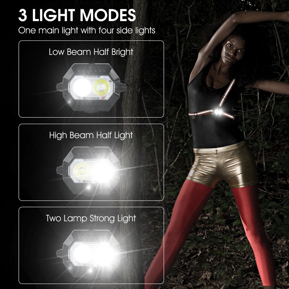 WEST BIKING Открытый спортивный светильник IPX4 Водонепроницаемый USB перезаряжаемый фонарик Светодиодный ночной нагрудный светильник