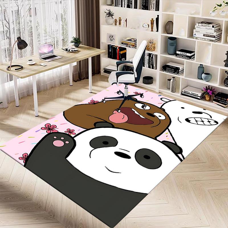 1pc Bear Panda Carpet Anti Slip Polyester Floor Mat for office.Bedroom