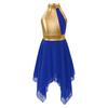 Girls Sleeveless Praise Dance Dress Round Collar Patchwork Design Contrast Color Church Performance Costume