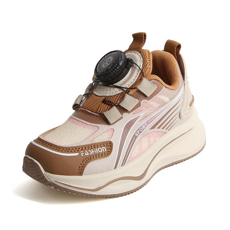 Детская спортивная обувь 2025 года, весна и осень, повседневная обувь для мальчиков, вращающиеся кнопки, кроссовки для девочек с мягкой подошвой