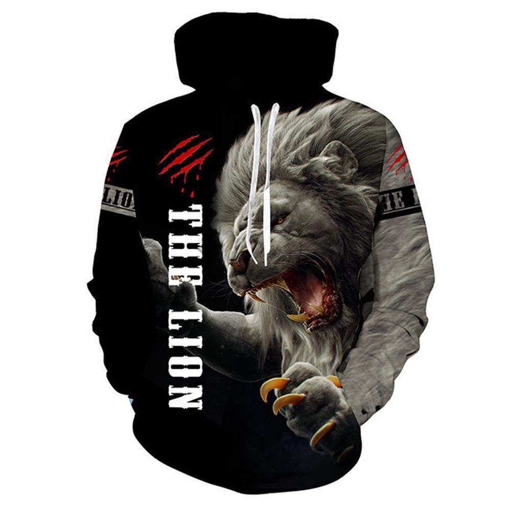Весенне-осенняя модная мужская толстовка с 3D принтом льва, уличная одежда, одежда для пар, пуловеры с длинными рукавами для бега, повседневный спортивный костюм