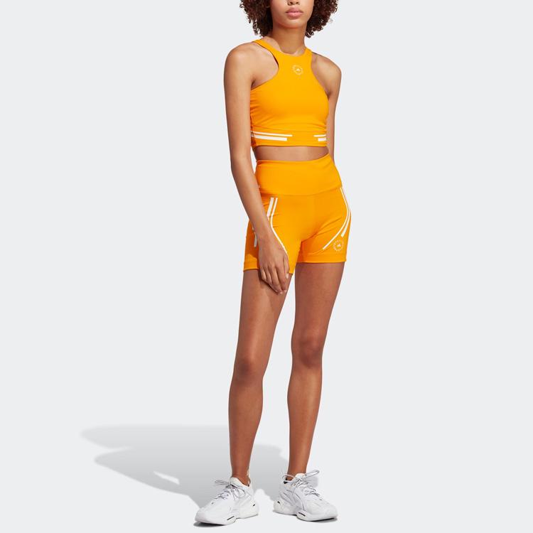 Adidas X Stella McCartney Truepace Logo Print Tight Fitness Shorts Women Shorts Deep-Orange Yellow HS1709