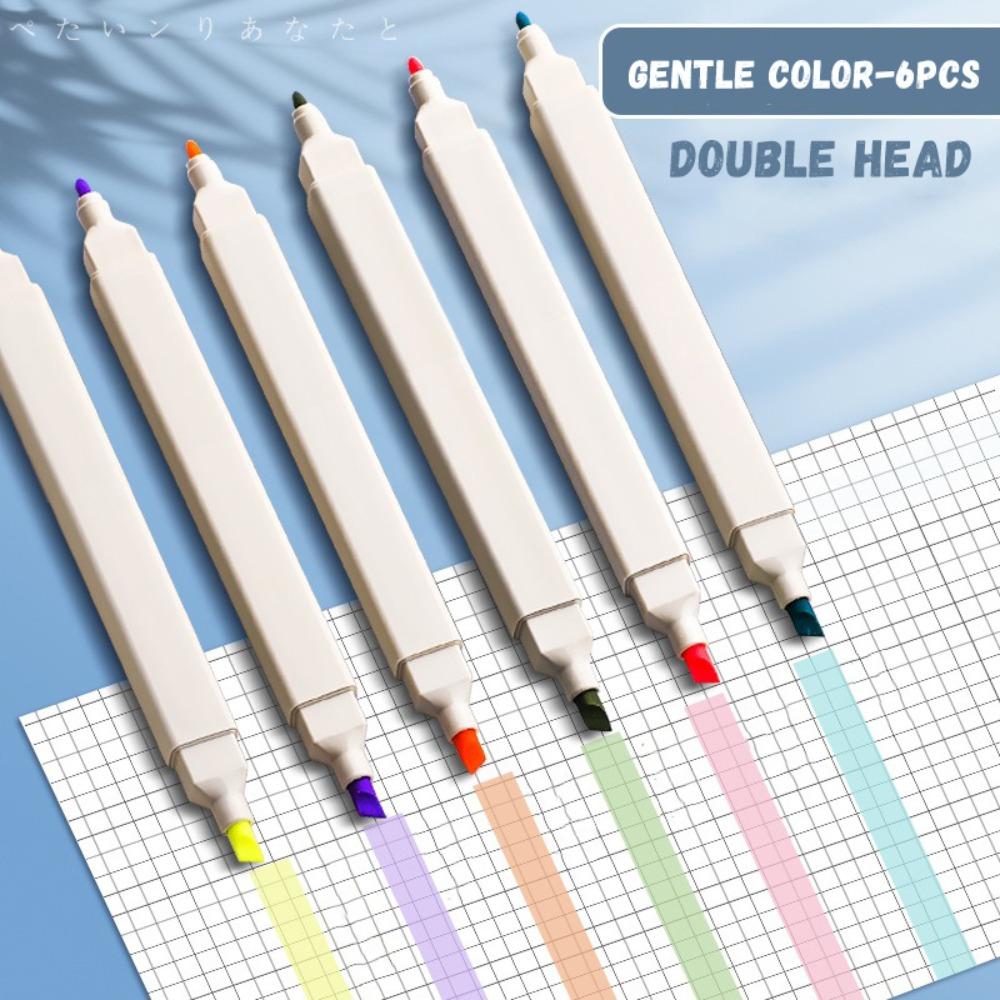 6PCS/Set Painting Graffiti Highlighter Pen Oblique Soft Tip Fluorescent Pen  Student Gift