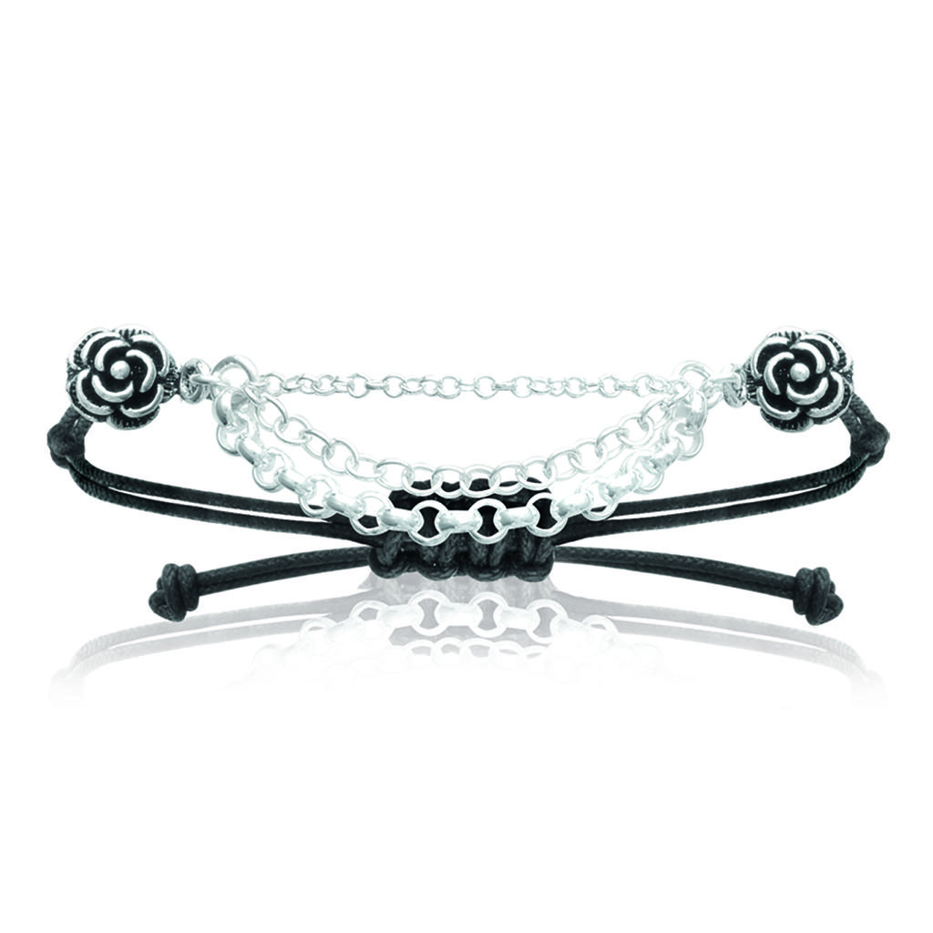 Les Trésors De Lily [I9114] - Silver Bracelet 'Flora' Black Silver - 55x6 Mm