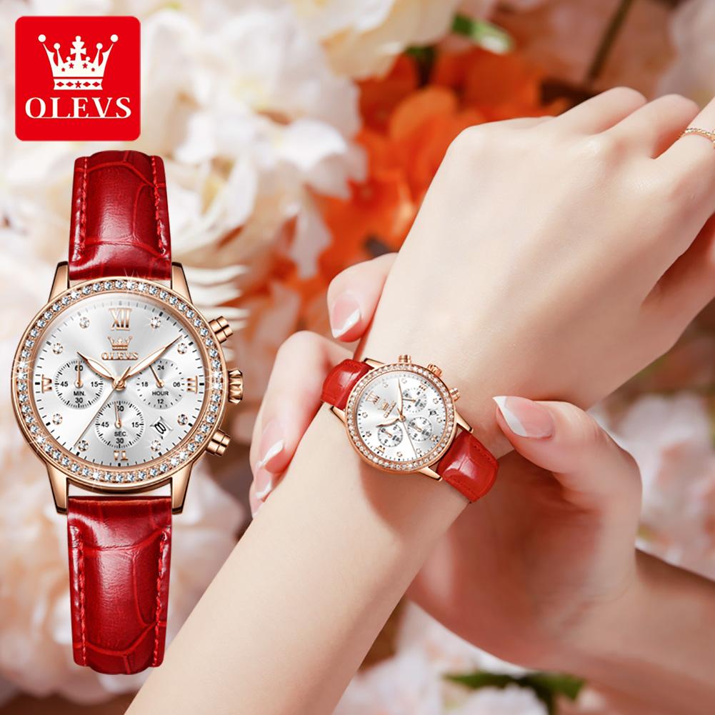 OLEVS 9933 Fashion Ladies Watches White Leather Female Waterproof Quartz Watch Women Watch Reloj