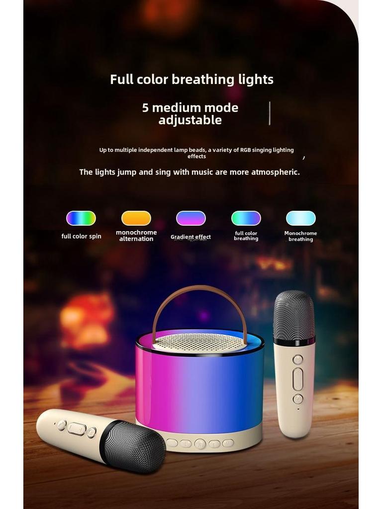 Портативный Bluetooth-динамик K52 с двумя микрофонами для караоке на открытом воздухе и дома