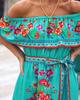Bohemian Floral Chiffon Maxi Dress - Women's Beach Vacation Style