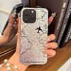 Акриловая задняя панель и ТПУ бампер для iphone 15 16 Plus XR Air 11 18 Pro Max XS Max 17 Pro 13 14 12 Чехол с рисунком Летающий самолет и Карта Ударопрочный чехол