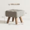 Linen-Look Square Padded Footstool - Light Brown
