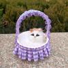 Реалистичная игрушка для кошек со звуком, портативная кружевная корзина с цветами, имитация искусственного меха, модель котенка, украшение, украшение для детей, любителей домашних животных, подарок на день рождения